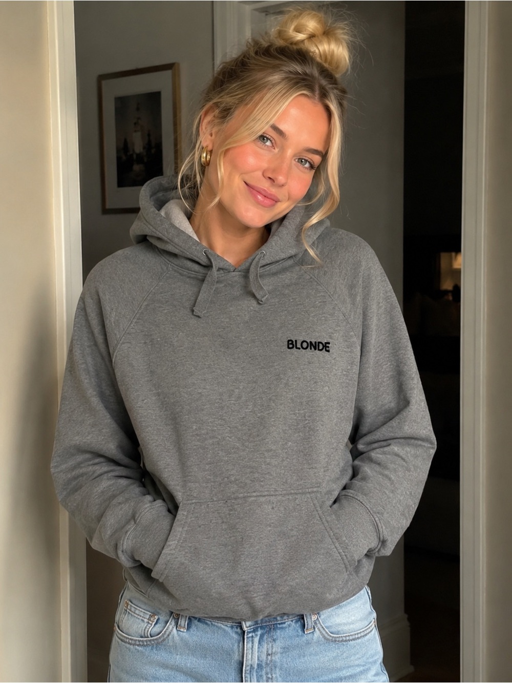 Brunette The Label “Blonde” Charcoal Hoodie